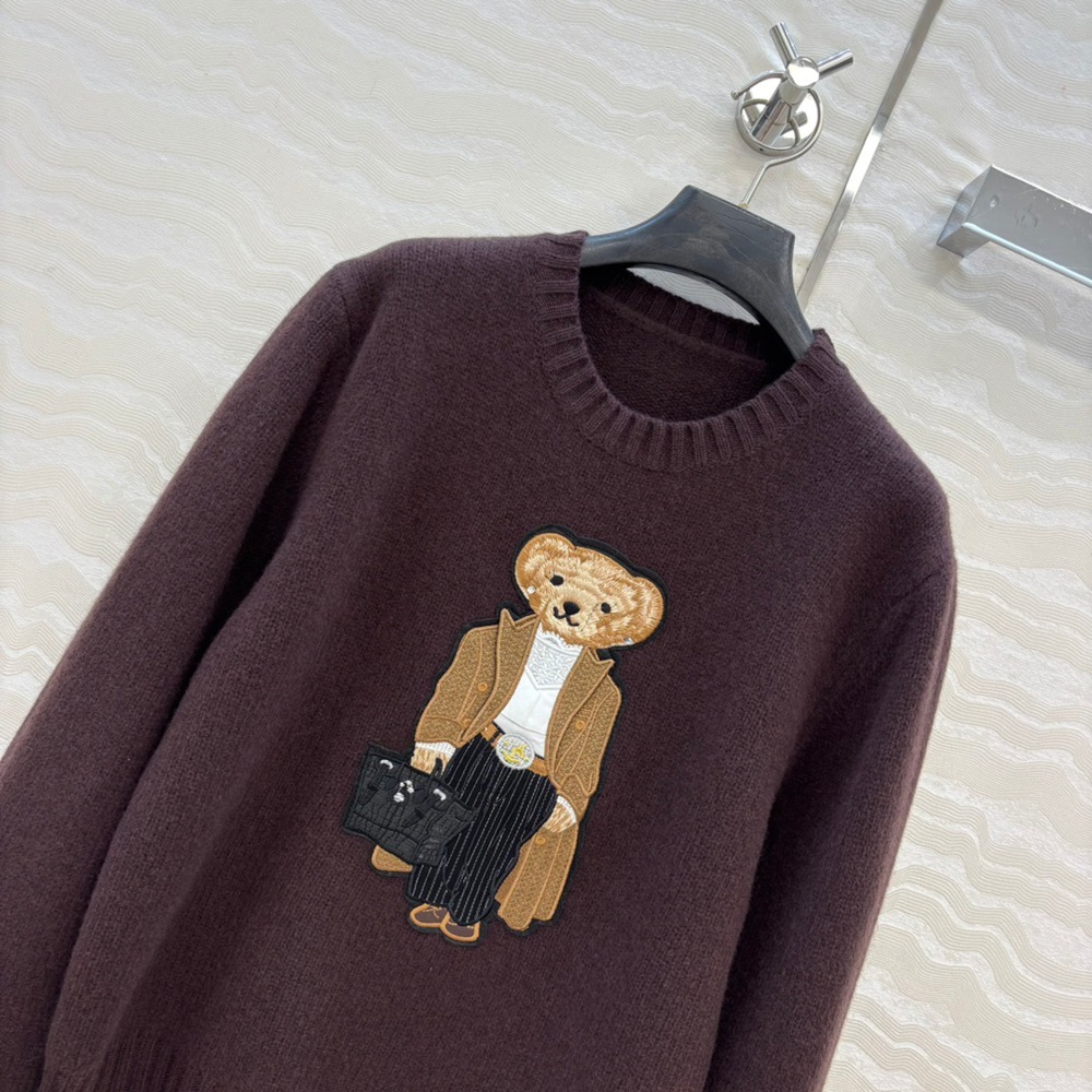 Ralph Lauren Gentleman Bear Brown Crewneck Sweater - Picture 4 of 8